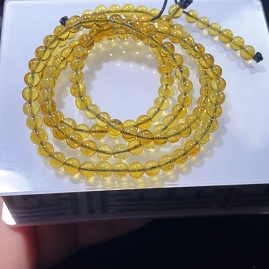 琥珀未镶嵌颈饰全净珠子链卡4.8mm