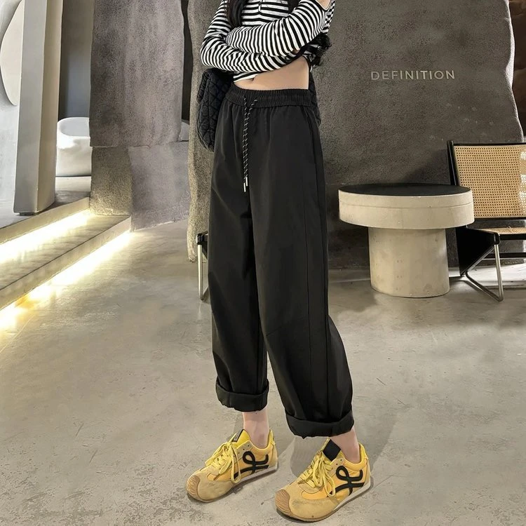 【柠晨】夏季高腰性感风薄款透气休闲裤休闲宽松英伦风芭比风