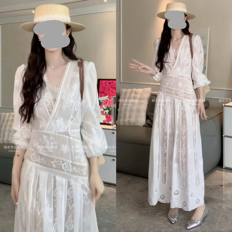 2025春夏气质轻奢减龄修身显瘦蕾丝连衣裙吊带裙套装温柔知性衣服