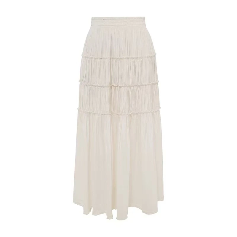 『朱小姐』极简纯色皱褶半身裙百搭高腰 F879