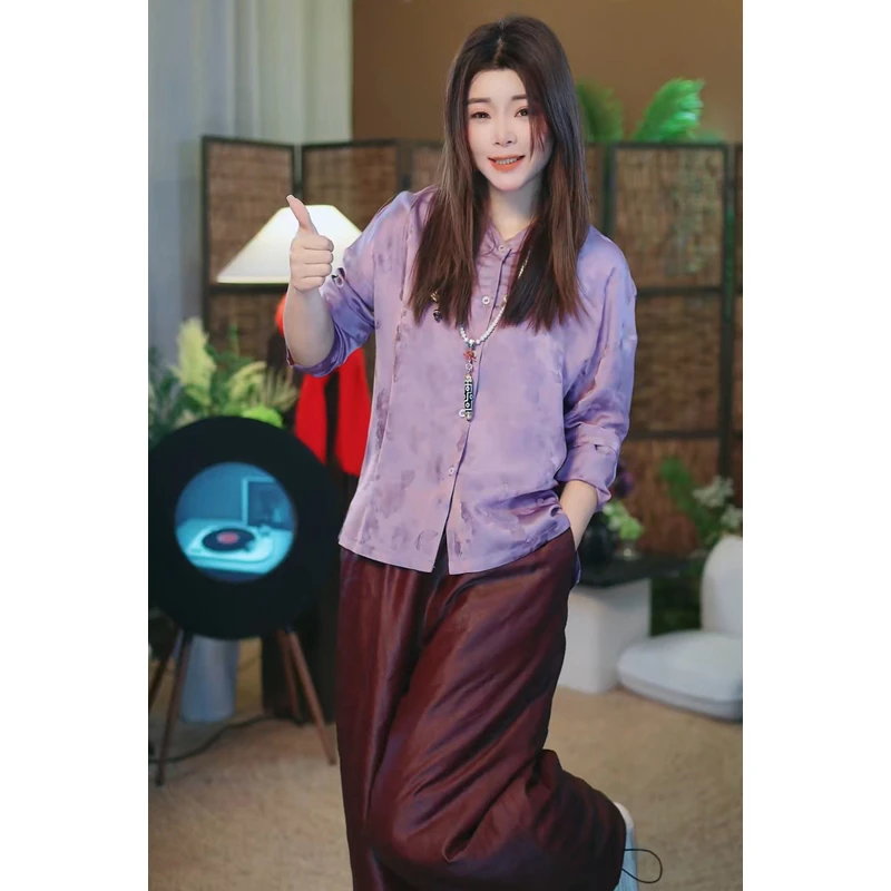 杯子家《贵气紫养肤衬衫》贴身单穿内搭百搭女款