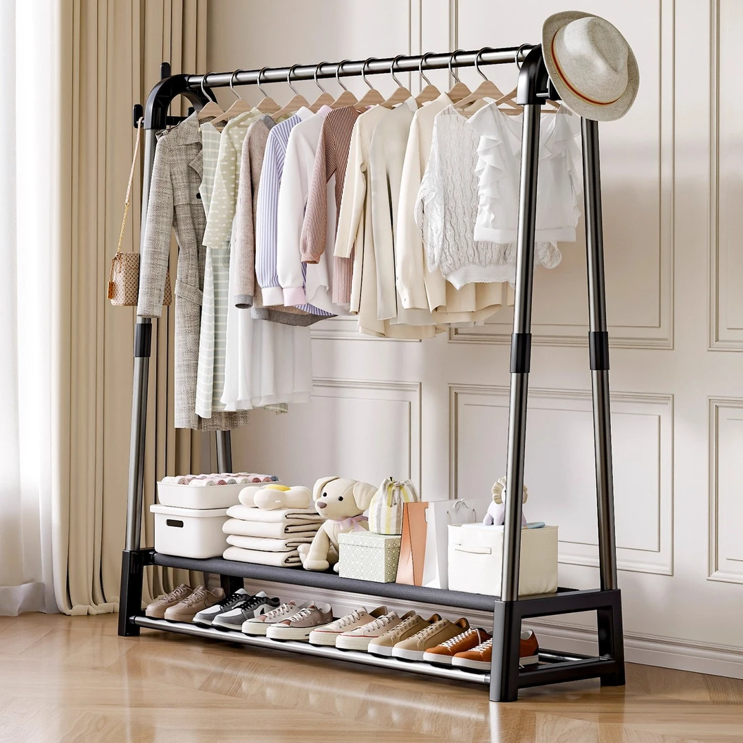 简易衣帽架落地室内房间挂衣架子可移动晾衣架家用卧室衣服收纳架