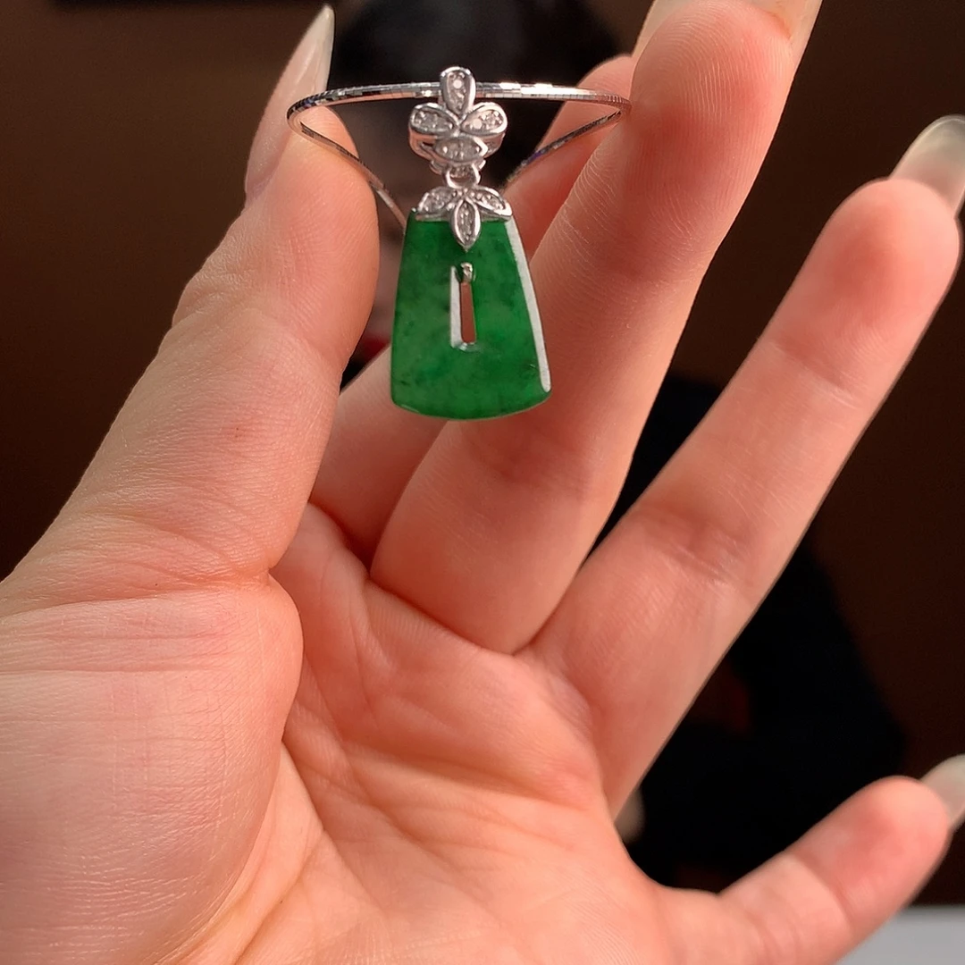 银S925镶嵌翡翠耳饰吊坠