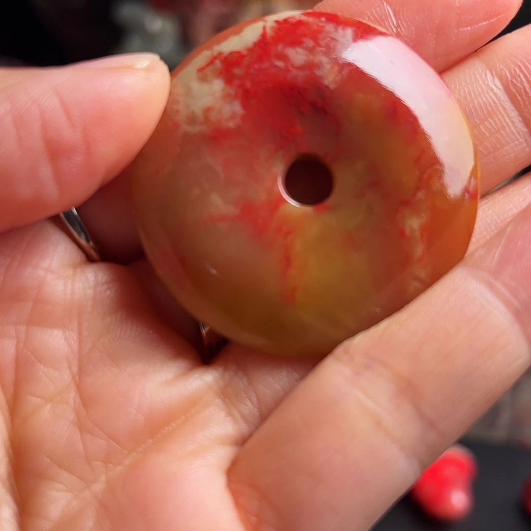 昌化石其他鸡血石平安扣