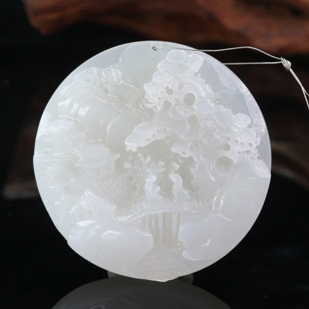 56和田玉烟紫山水牌/800419保利厦门拍卖