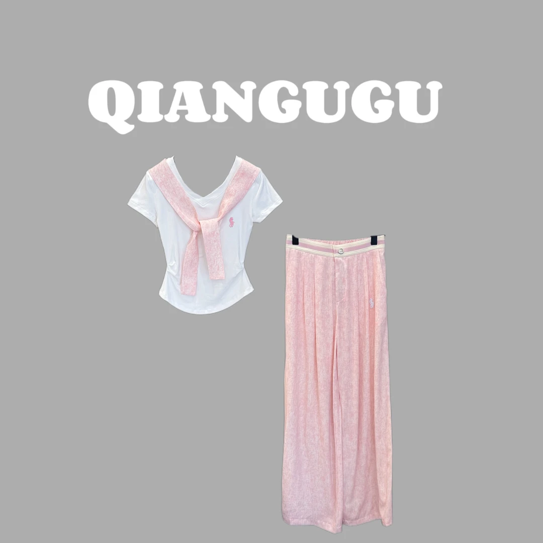 【枫丹白露】通勤百搭潮流修身甜美设计感休闲时尚套装FDBL022