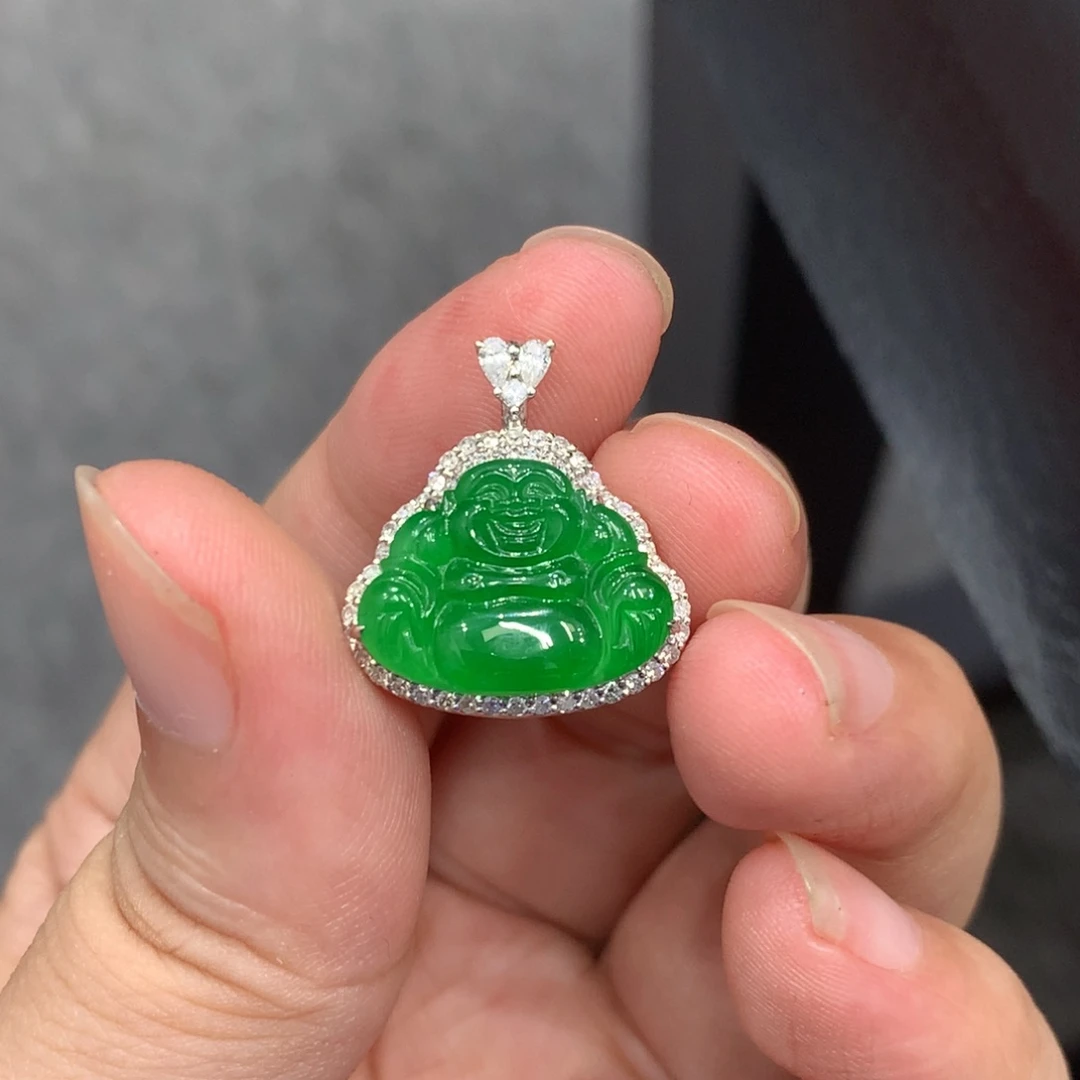 翡翠18K金镶嵌吊坠(不含链)吊坠