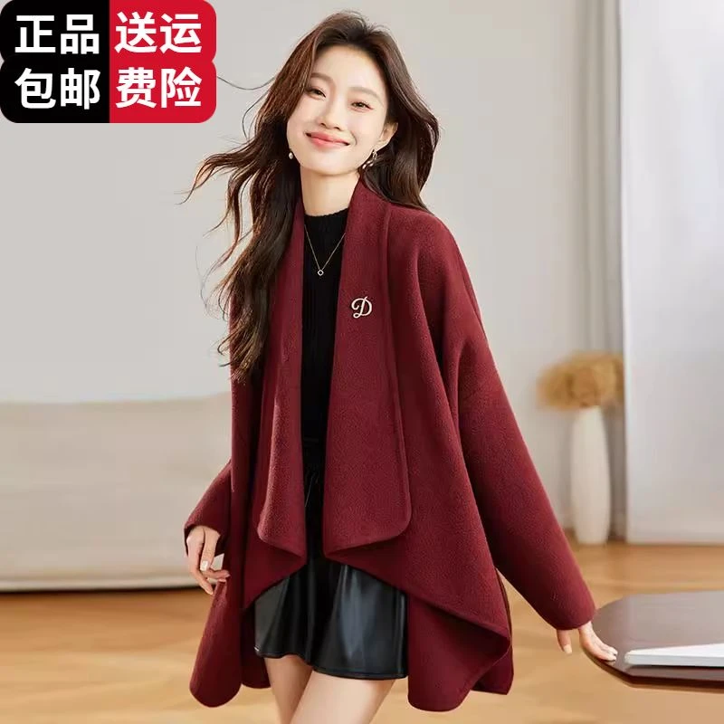 工厂直销百搭超好看高级感毛呢外套女秋冬高端大气不规则宽松呢