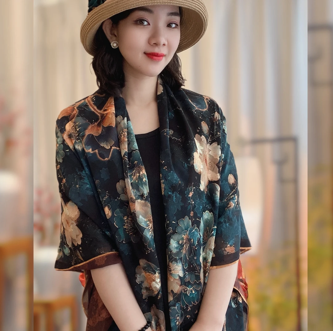 K50烧花 140*140大方巾披肩高级感丝巾