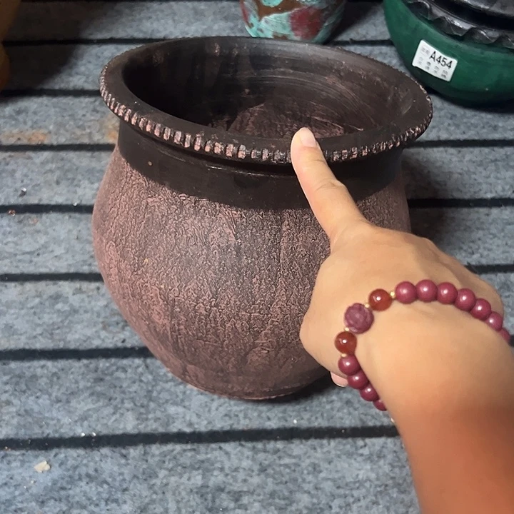 粗陶盆有孔高21口21