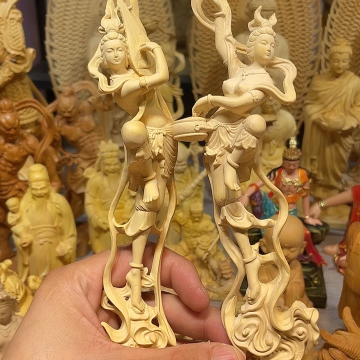 黄杨木小瑕疵双飞天