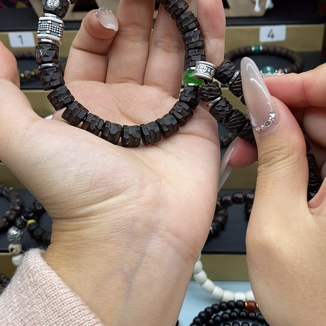 流***雪椰蒂手串原生态9*8换腰珠