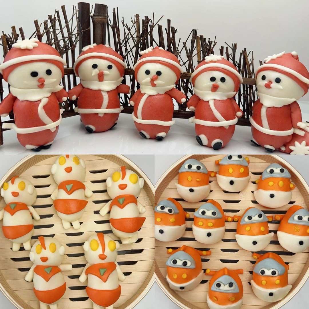 【圣诞组合】（圣诞老人+曼宝宝+小飞侠）3包（20个） 卡通包子