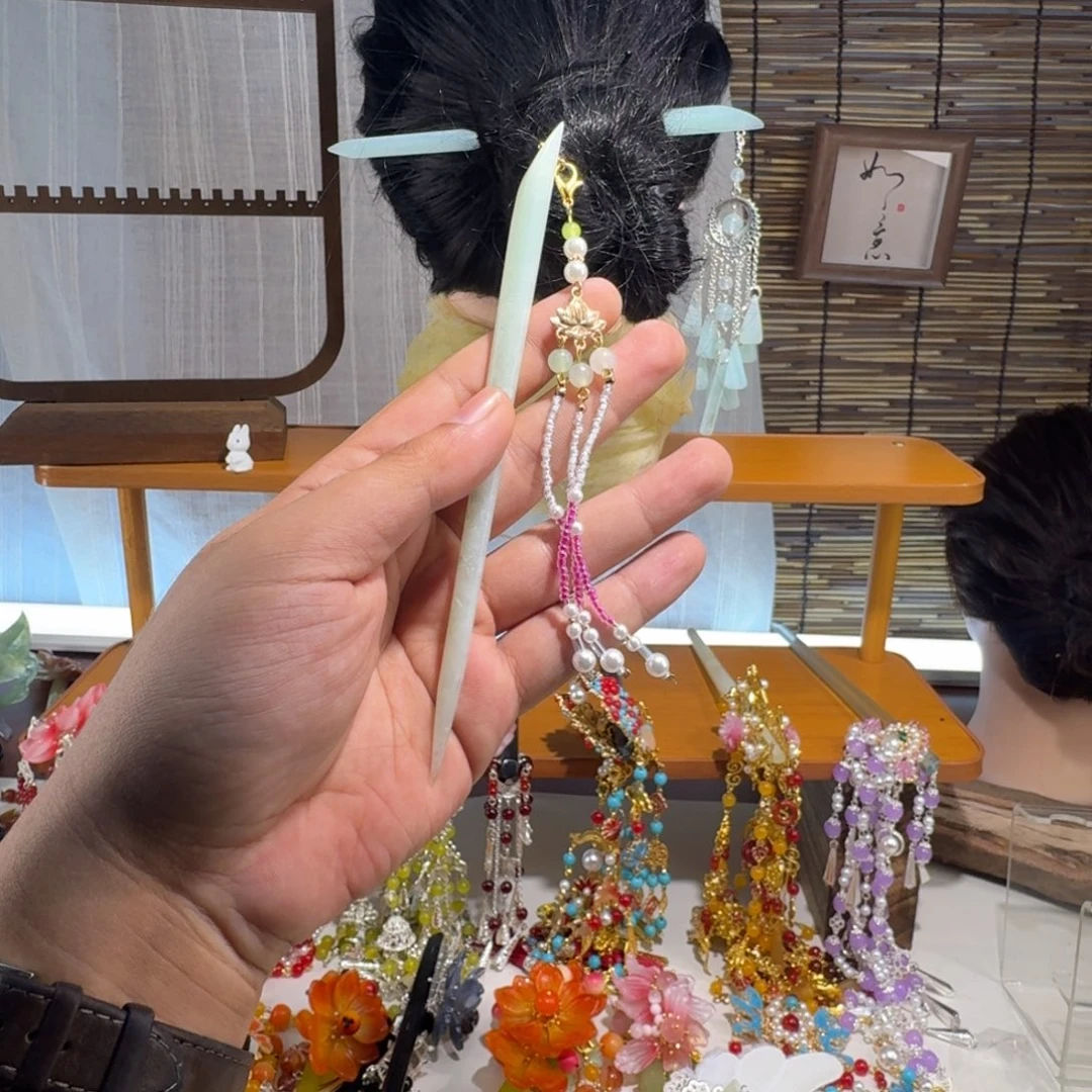 蛇纹石玉合金发饰