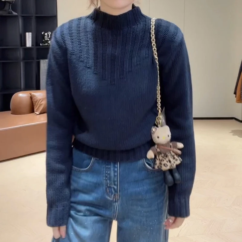 秋冬新款简约韩系长袖针织衫百搭套头保暖上衣LK2507427