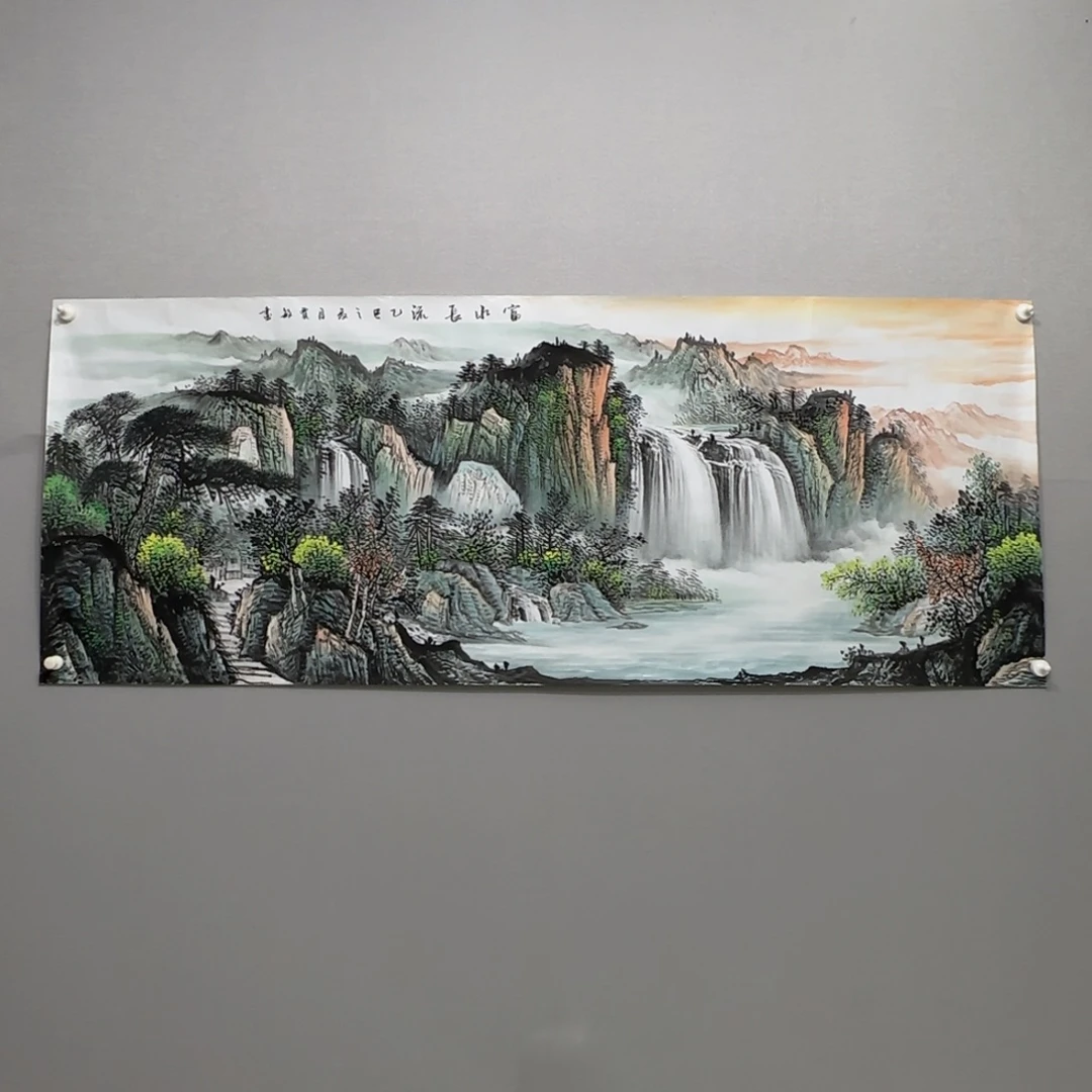 国画横幅六尺精品山水贾敏