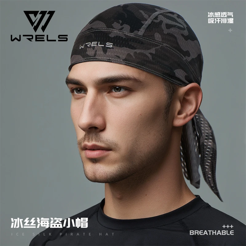 户外海盗帽冰丝防晒速干骑行头盔内衬夏季运动帽子透气哈雷嘻哈帽