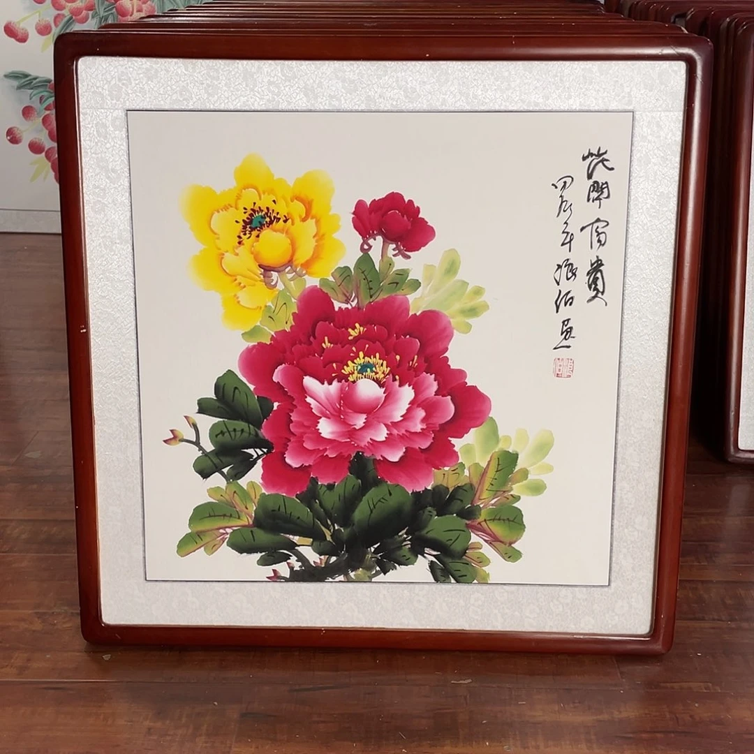 愚***语国画带框尺寸63*63厘米