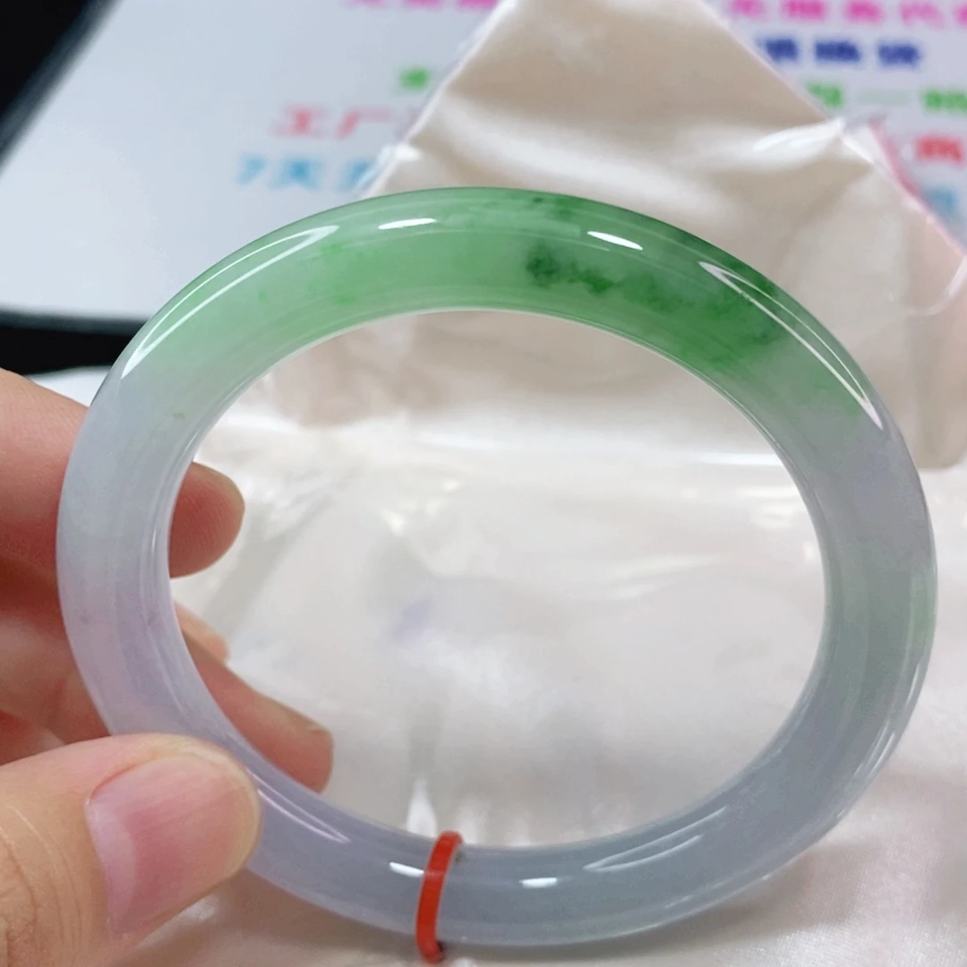 未镶嵌手镯翡翠57圈口圆条高质量