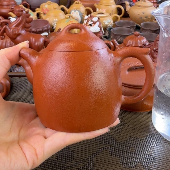 茶壶紫砂大红泥全手秦权210