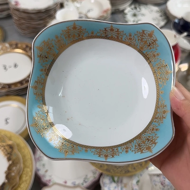 瓷5.7英寸蓝金蘸料碗6个微瑕