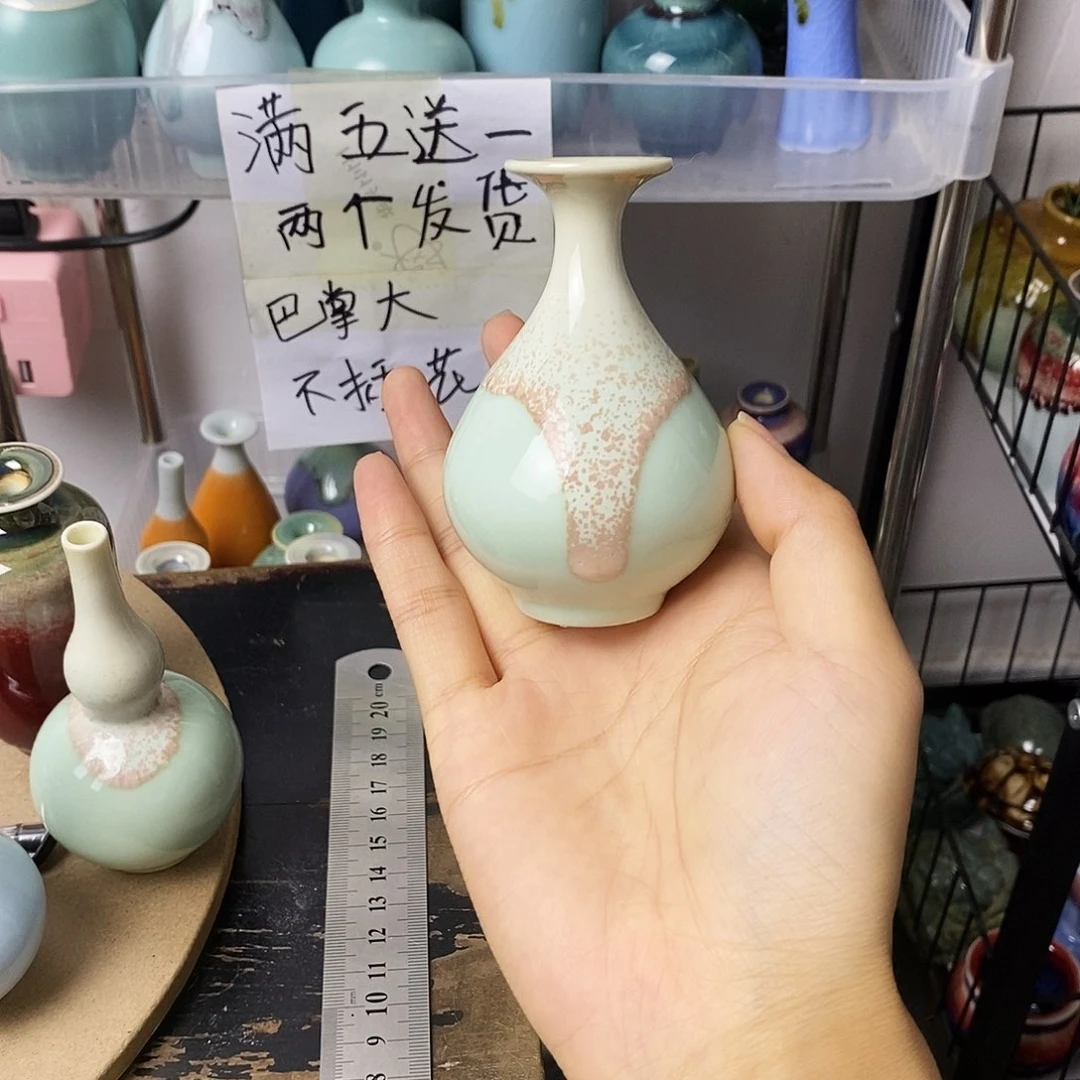 摆件巴掌大不插花景德镇高温陶瓷小花器