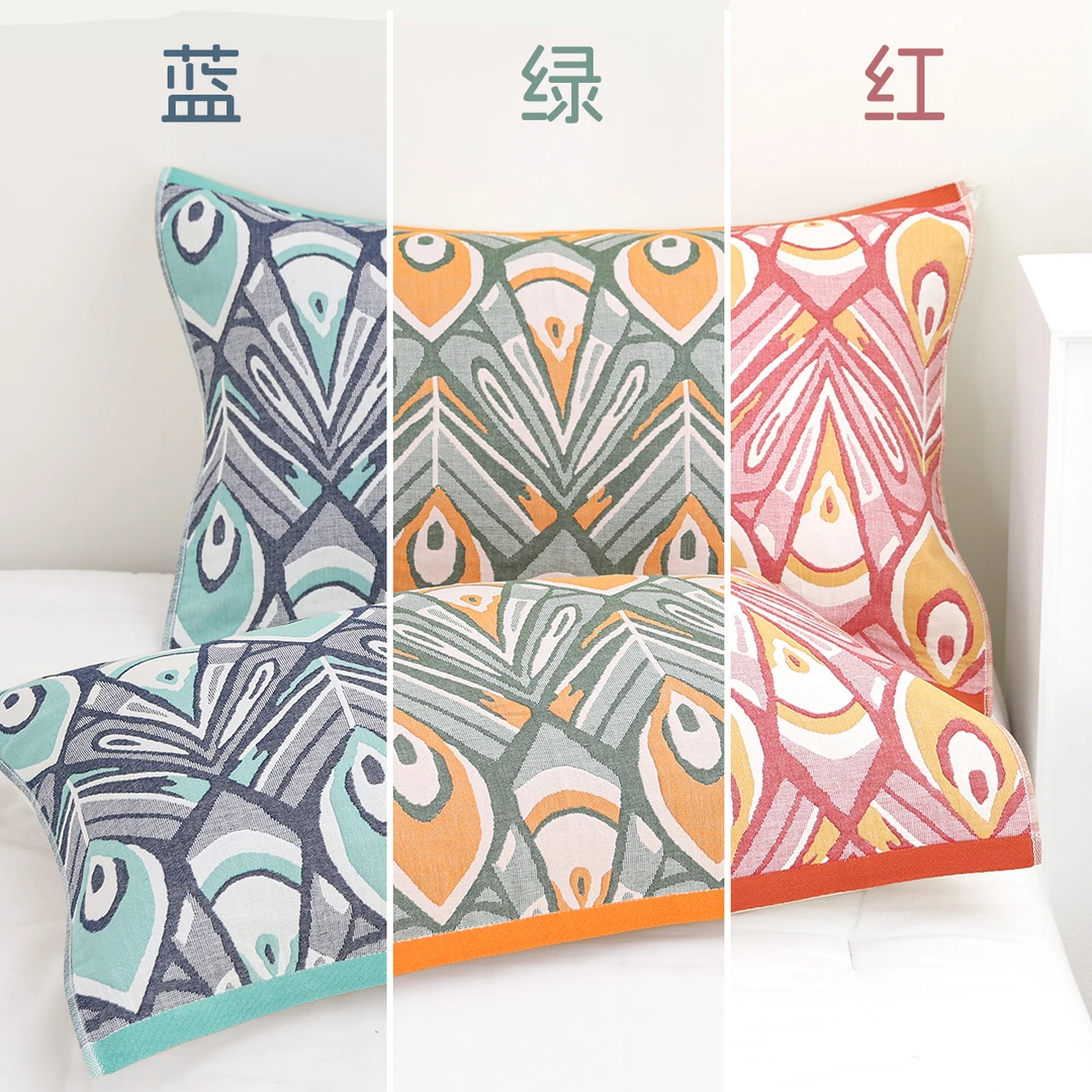 【神羽】52*76cm纯棉纱布枕巾一对装大号纯棉高档柔软成人枕头巾