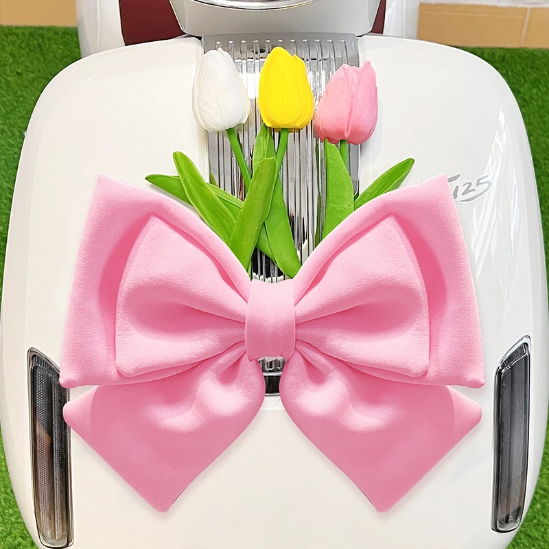 电动车装饰蝴蝶结高级感电瓶车前郁金香摆件女生改造爱玛露娜晴天