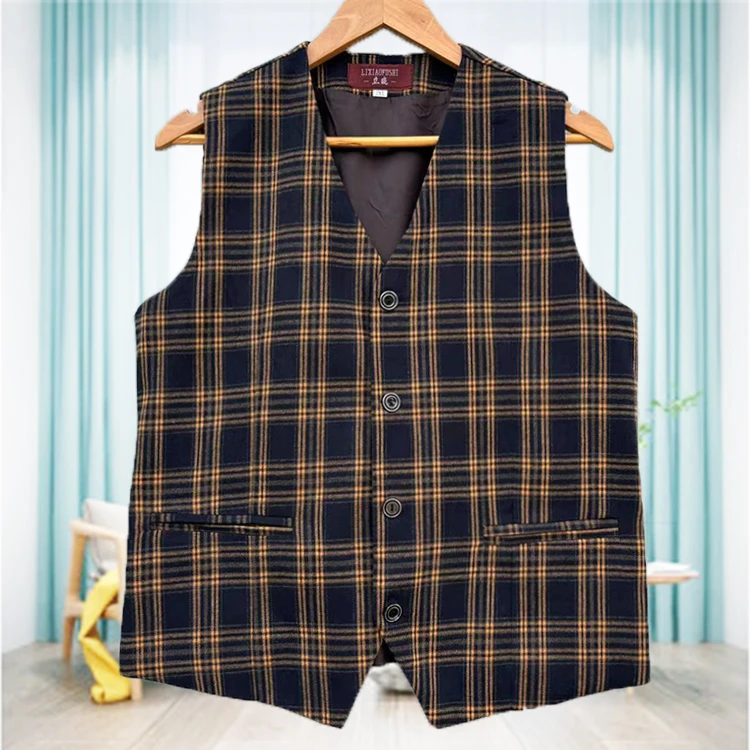 中老年女马甲薄款格子马夹印花马甲大码上衣春秋中年无袖夏季