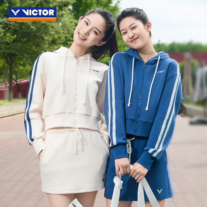 VICTOR/威克多官方撞色复古羽毛球服针织运动套装连帽 JK-56603