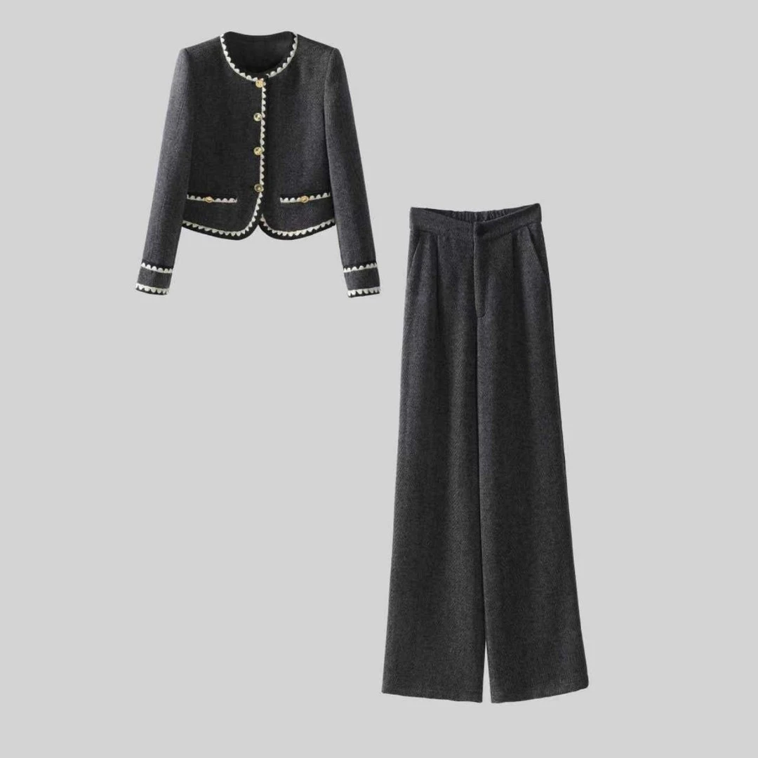 女神范质感时髦通勤洋气2025秋冬款新款夹棉时尚气质显瘦套装H569