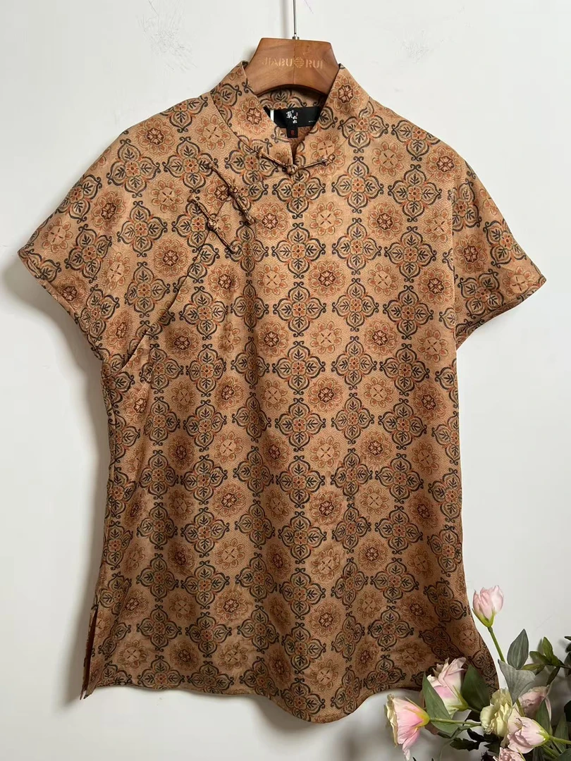 『语初』香云纱桑蚕丝立领斜襟新中式百搭气质旗袍小衫（25041-1）