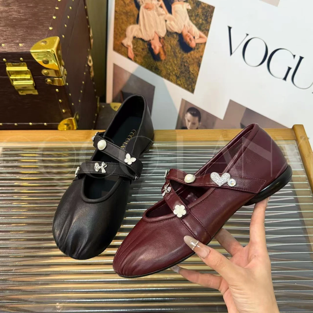 【茜妍】真皮优雅气质复古软底舒适浅口包头低跟单鞋25DX400LX