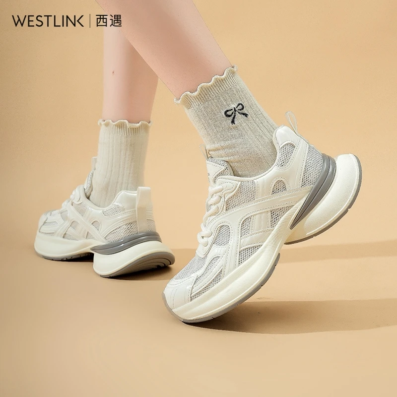 西遇网面厚底老爹鞋2025夏季新款炸街百搭轻便增高时尚休闲运动鞋