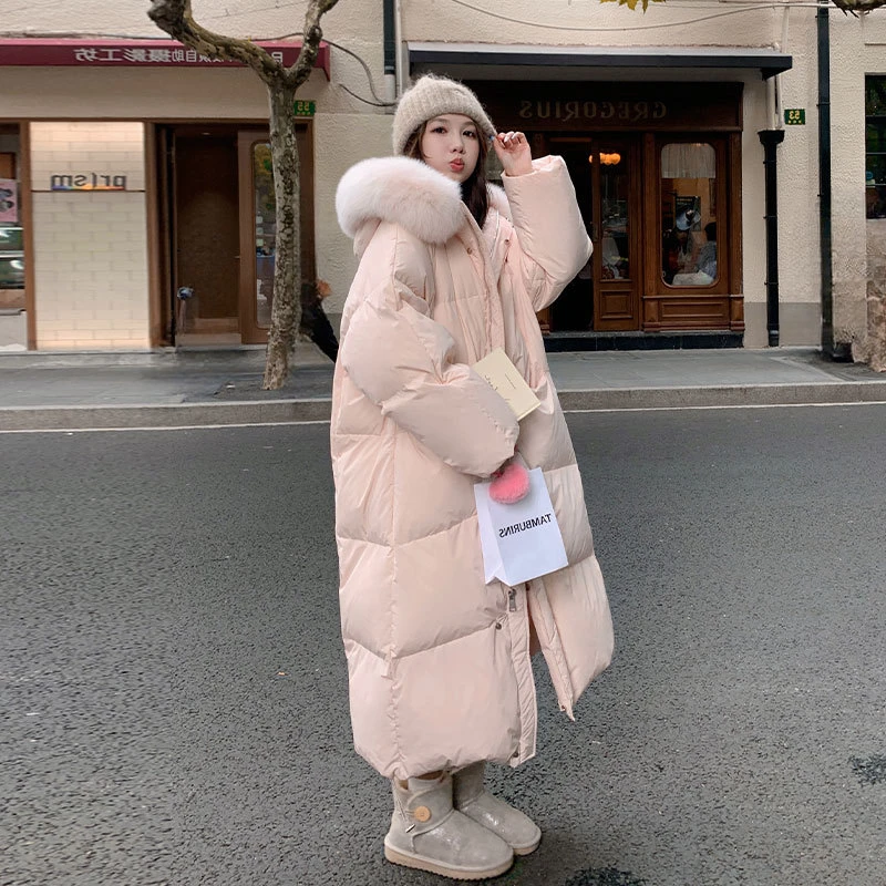 粉色甜美超好看大毛领服女2025冬温柔风保暖减龄棉衣外套
