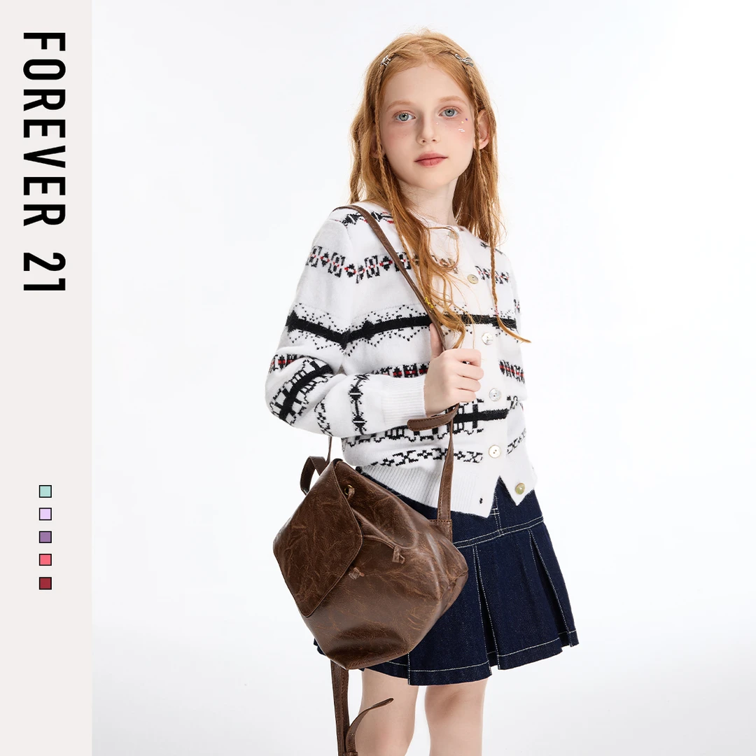 Forever 21女童毛衣春秋2025新款女大童洋气学院风针织衫儿童上衣