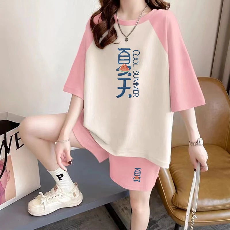休闲短裤套装一整套女夏季新款印花宽松舒适外穿居家服两件套夏装
