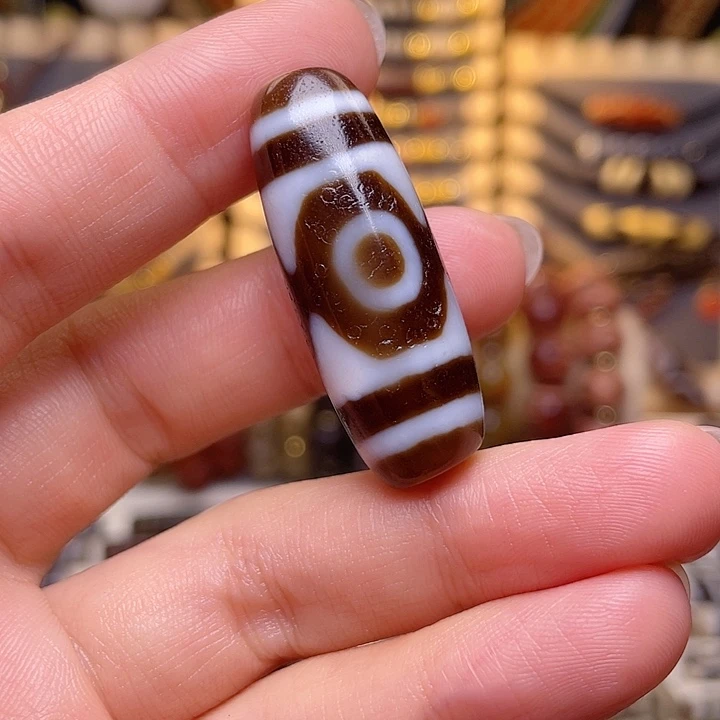 玛瑙/玉髓未镶嵌三眼天珠