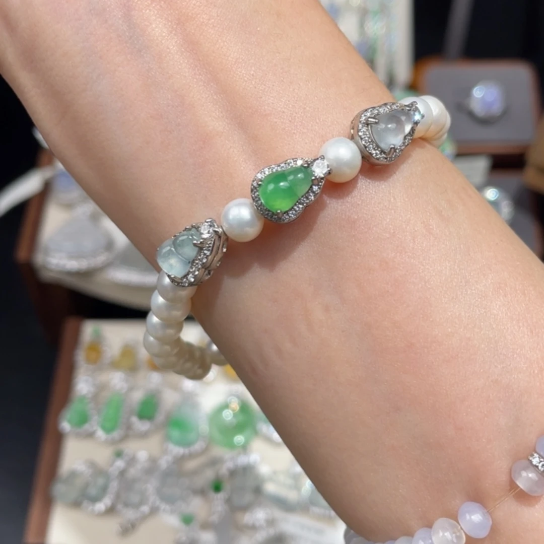 翡翠银S925镶嵌手链