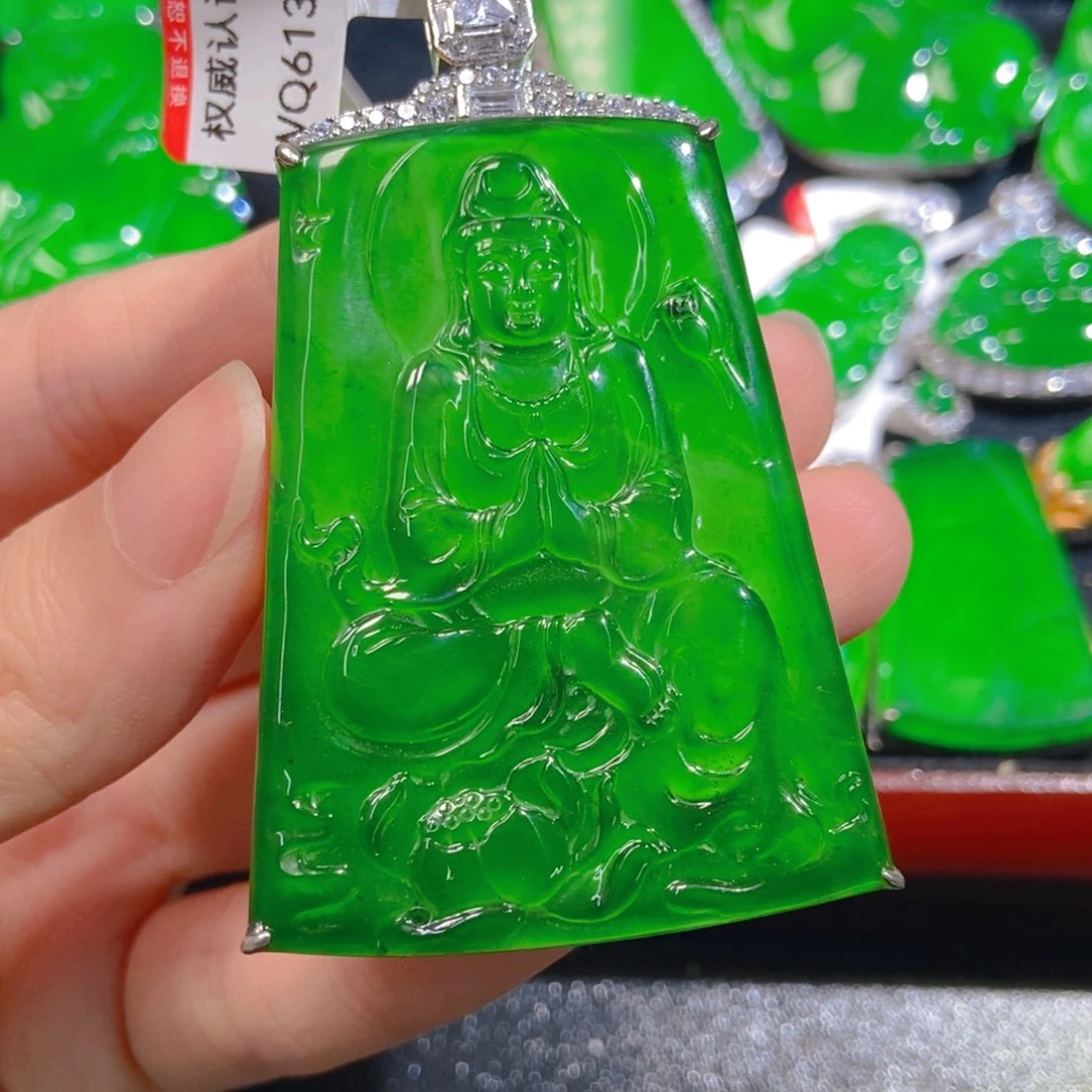 翡翠银S925镶嵌吊坠(不含链)