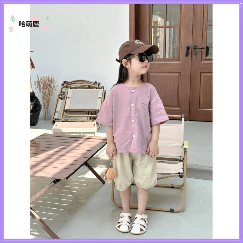 简约文艺~森系儿童圆领短袖衬衫韩版男童女童轻薄夏装半袖T恤2025