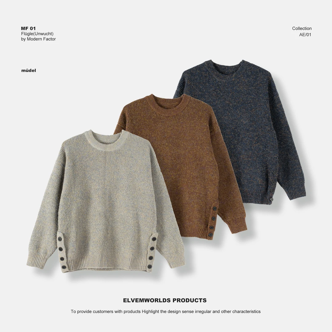 【清仓捡漏】699男士秋冬加厚纽扣设计套头圆领宽松百搭毛衣针织衫