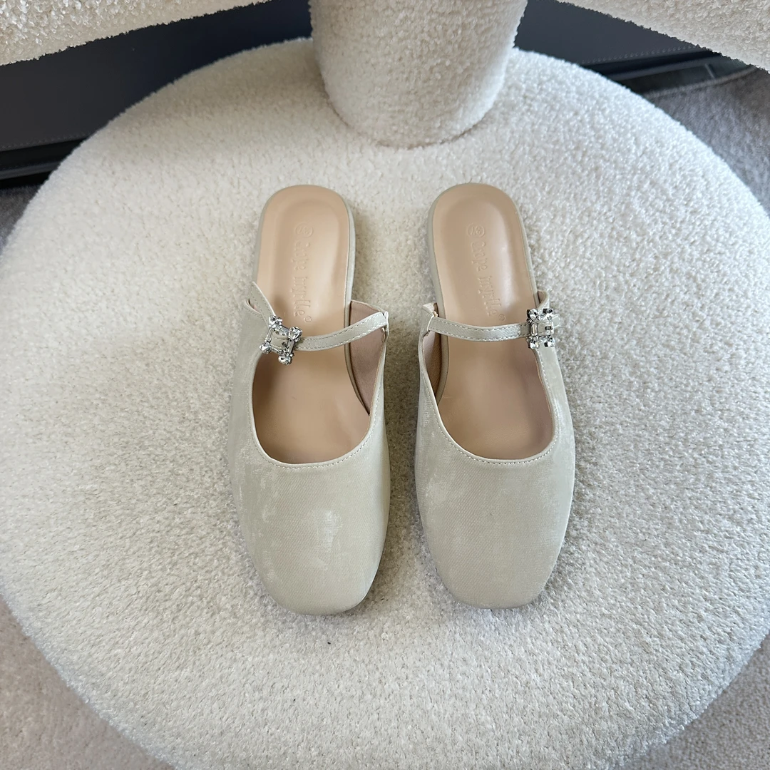 2025春季新款国风新中式气质包头半拖小香风仙女一字带软底女鞋