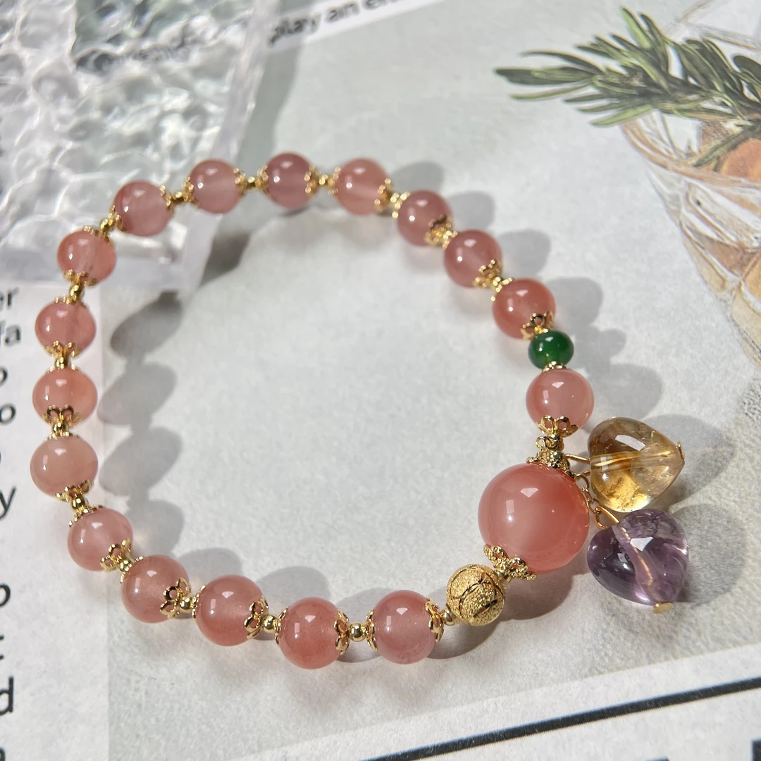 冰粉南红紫水晶黄水晶设计款手串 KT25091206