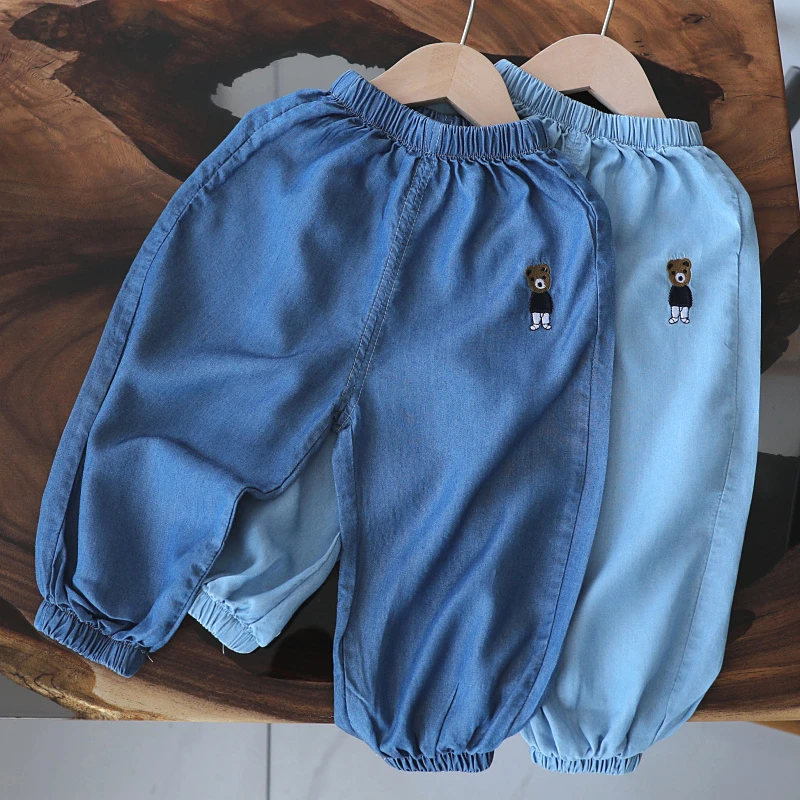 男童春夏季牛仔长裤薄款防蚊裤儿童洋气九分休闲裤宽松中小童1982