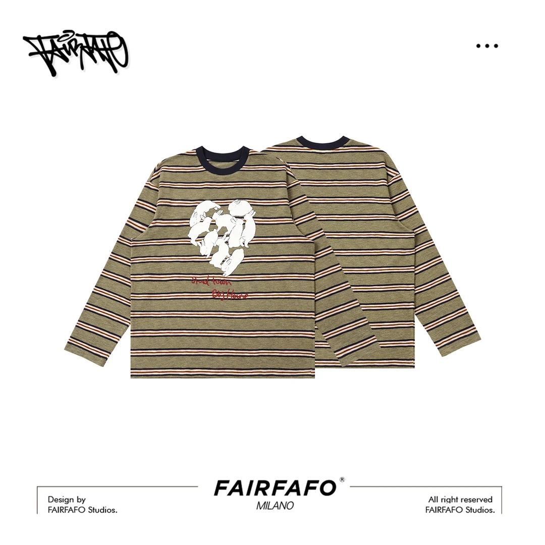 【韩系小兔条纹长袖】CXBL59165秋冬高级感时尚新款宽松百搭长袖T恤