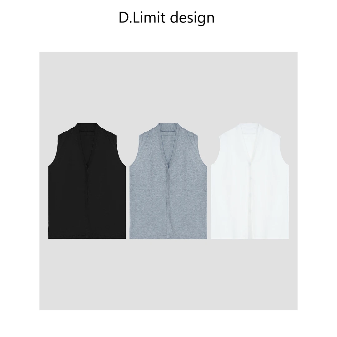 【D.Limit design】丝光羊毛V领单排扣遮肉显瘦无袖背心DLSS412
