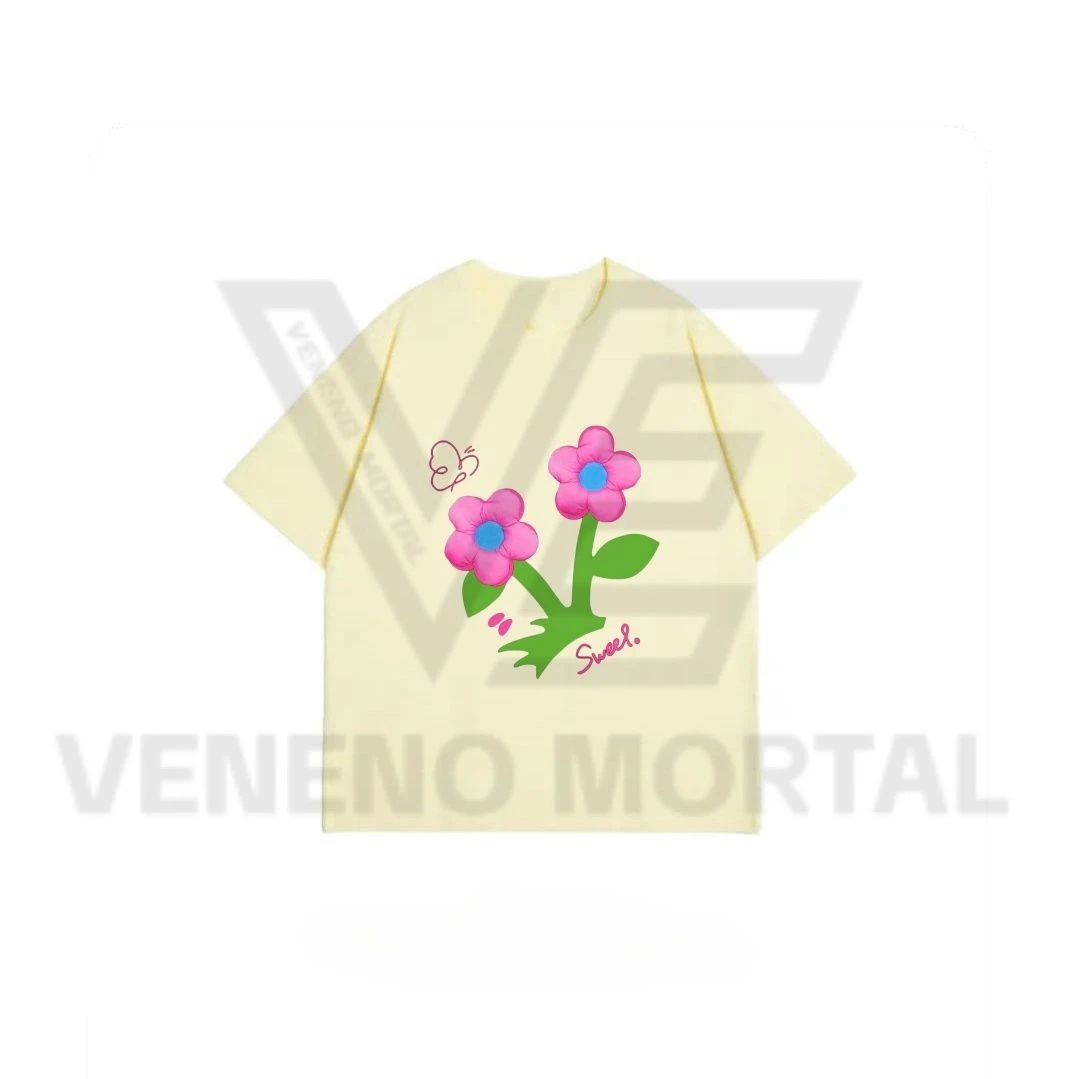 【可拆花朵】2025夏季新款高品质重工T恤女甜美可爱学院风上衣ins