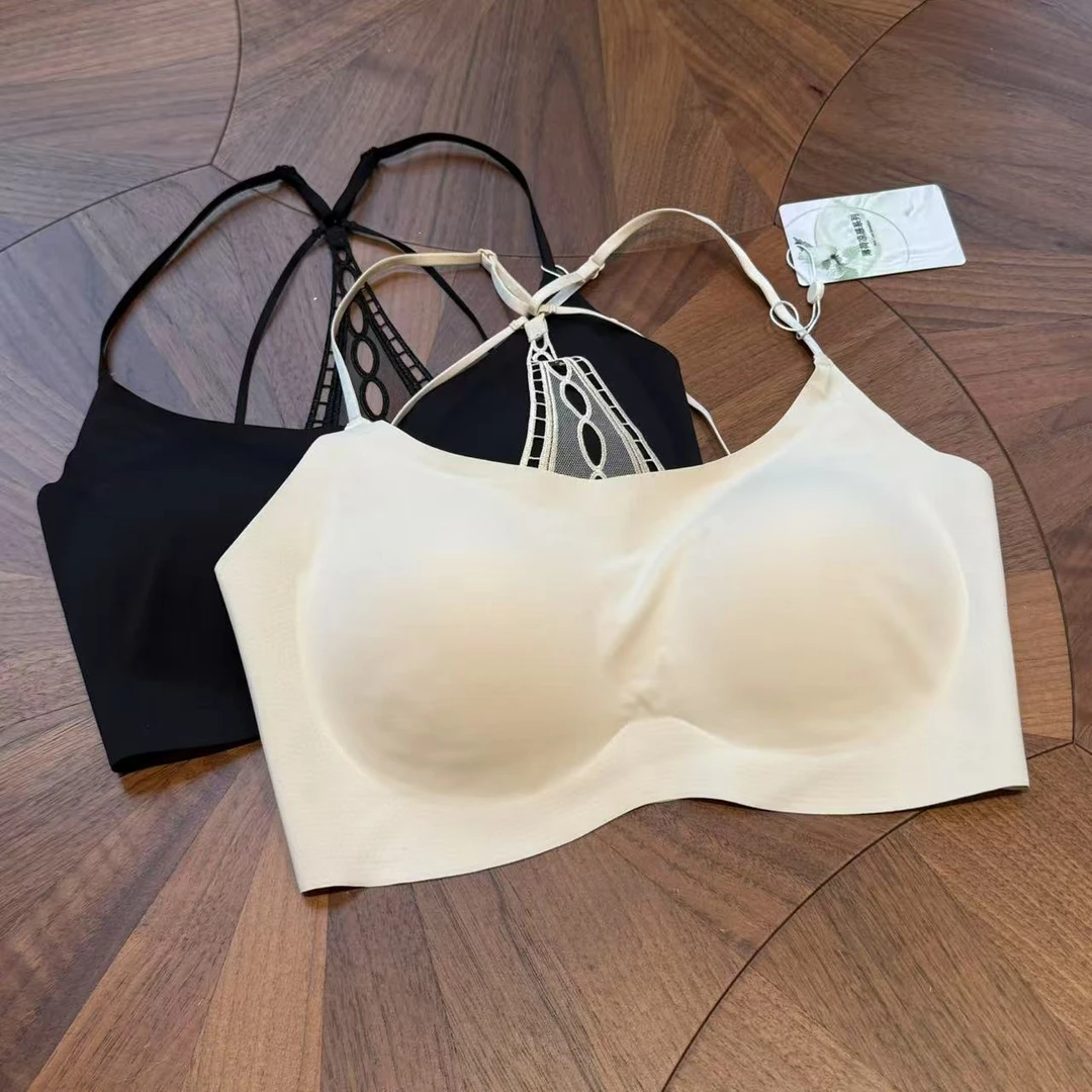 MYL2025年春季新款锦纶短美背可调节休闲后蕾丝美背背心吊带