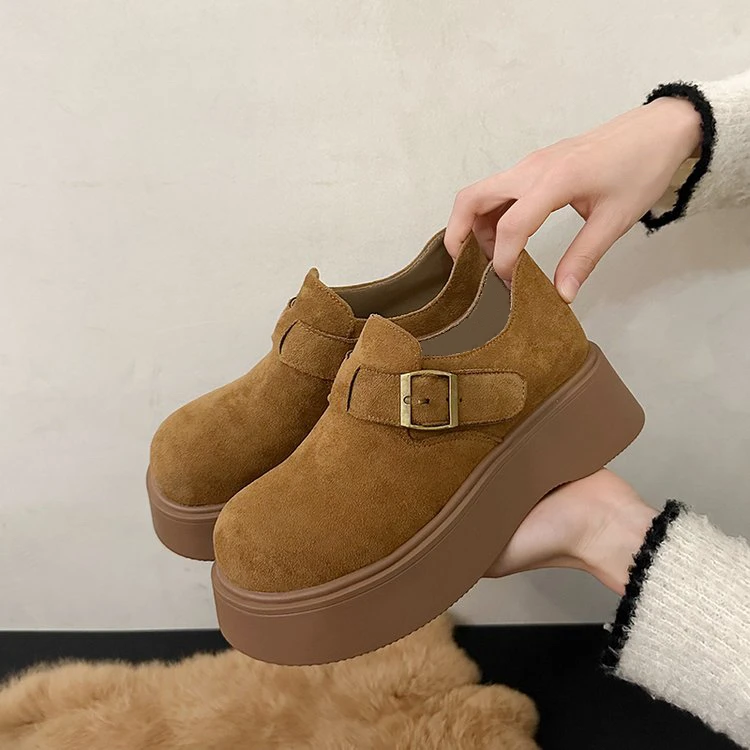 【早春福利】报数下单#新款勃肯高级感软底增高厚底皮带扣百搭女鞋